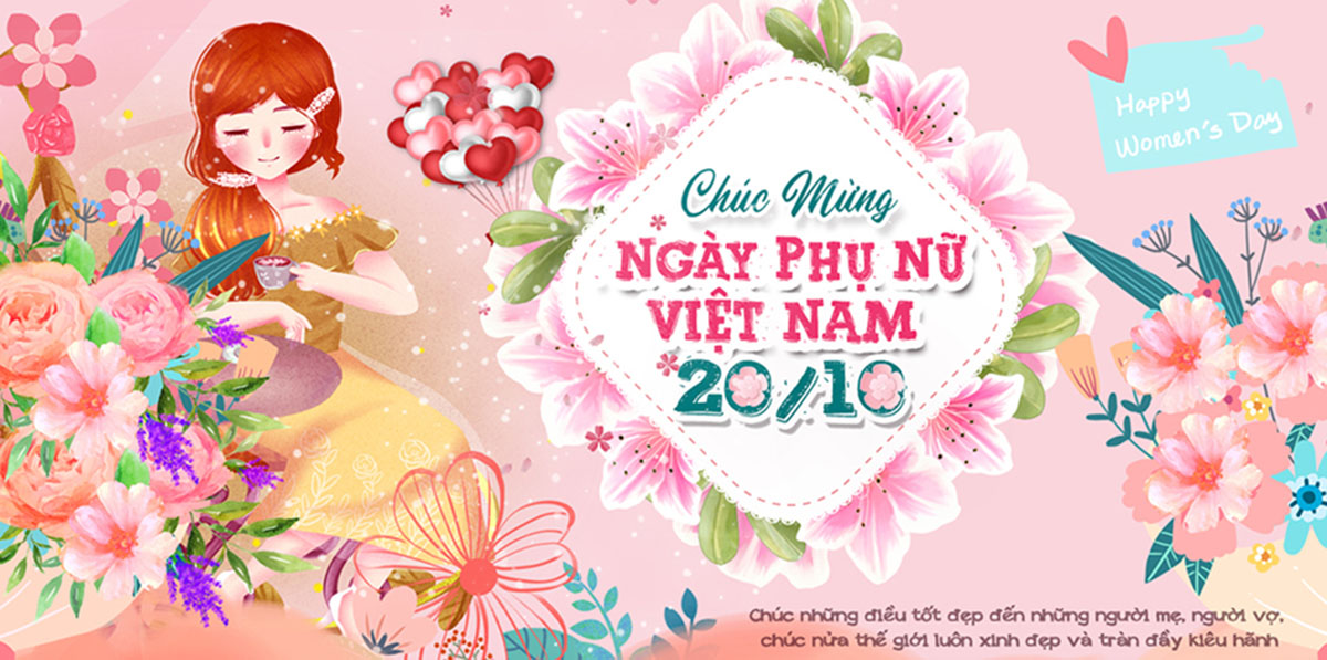 Banner mừng ngày phụ nữ việt nam file PSD mẫu PN214