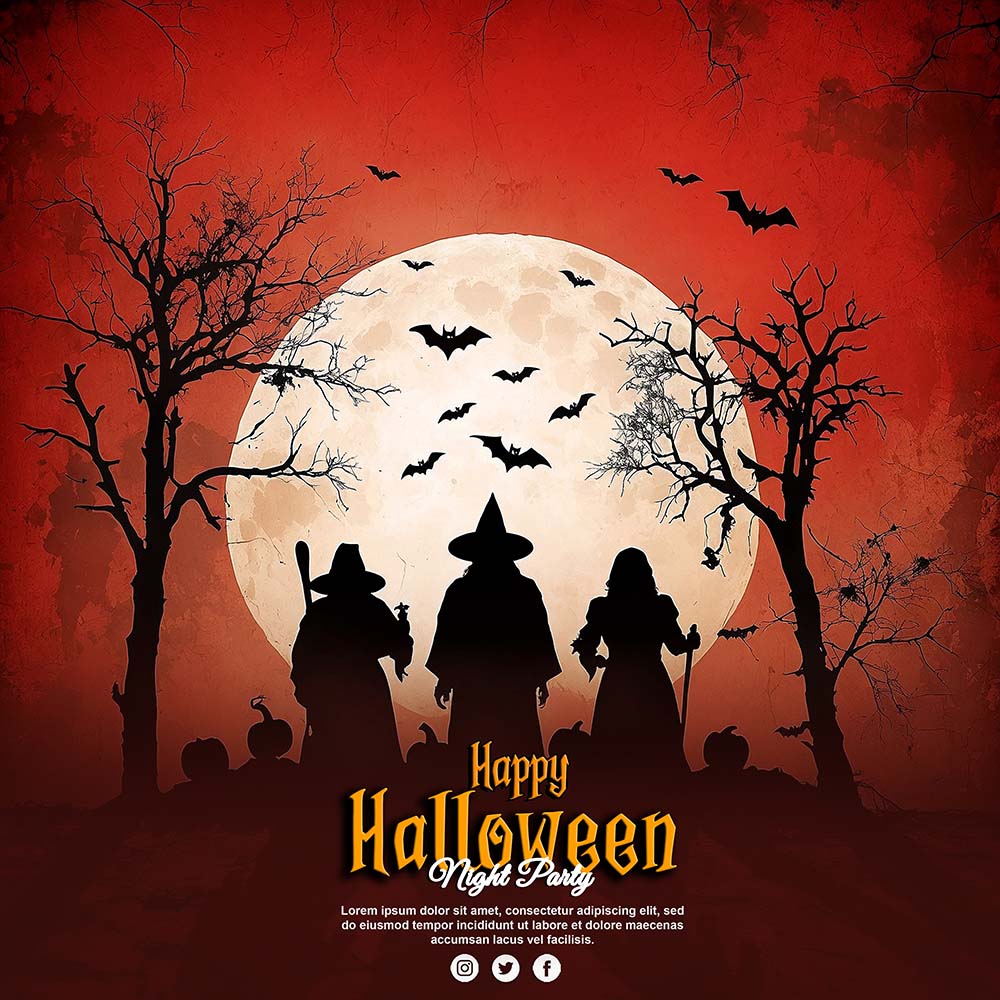 Banner lễ hội halloween kinh dị file PSD mẫu MB292