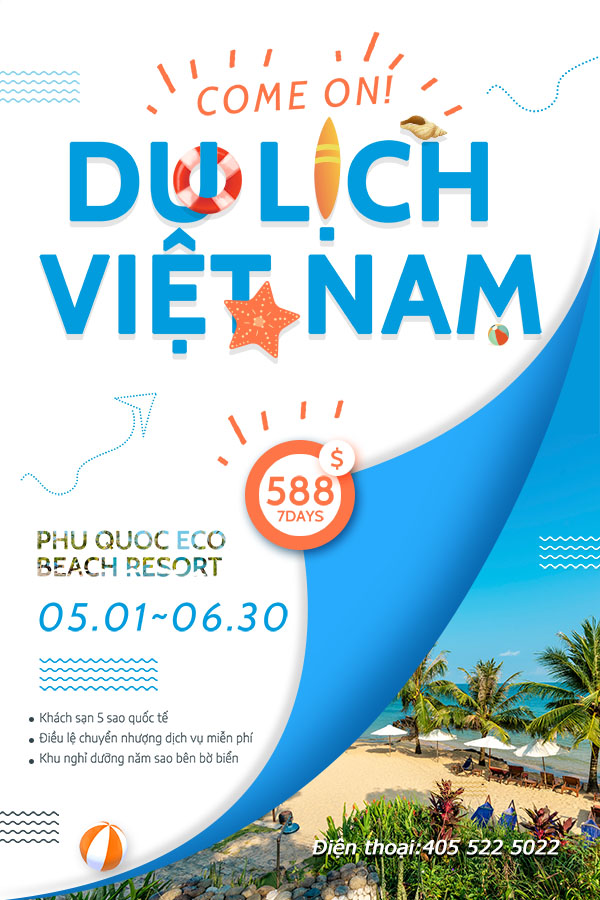 Poster du lịch biển Phú Quốc D18 file PSD