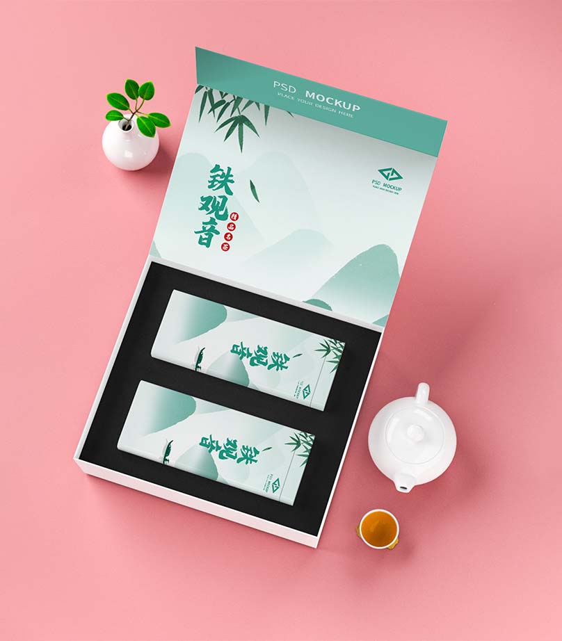 Mockup bao bì sản phẩm trà mẫu T81 PSD