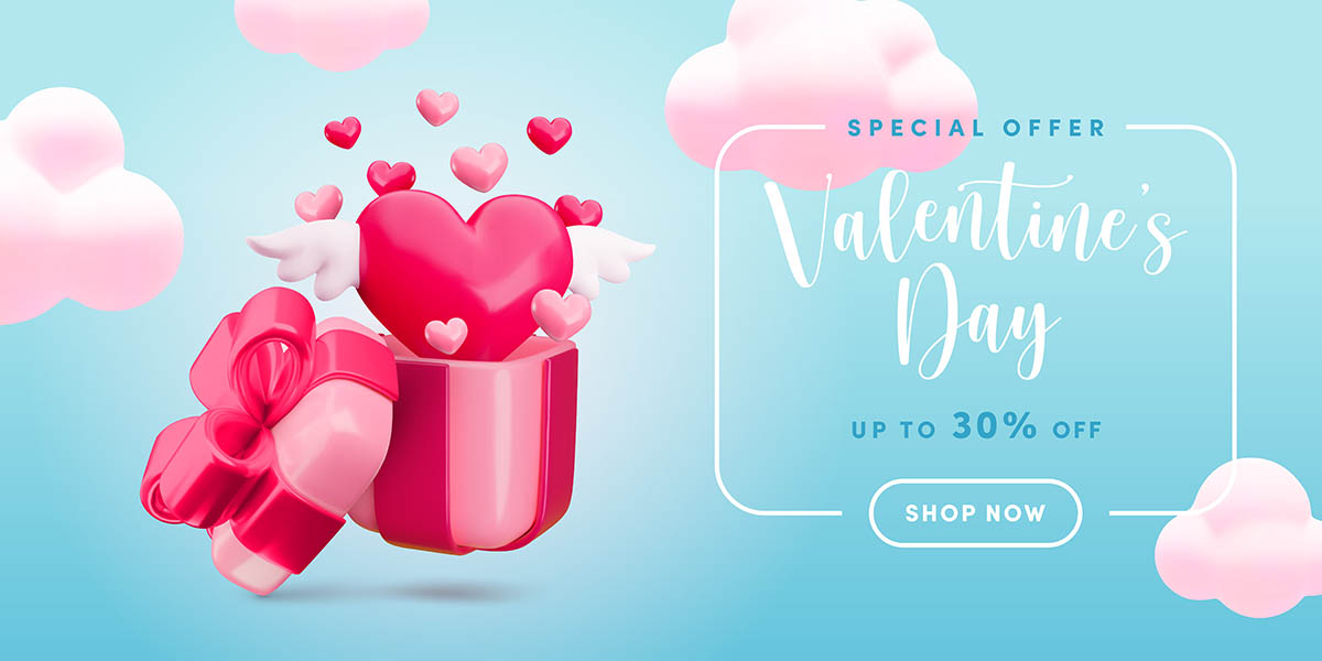 Banner ưu đãi quà tặng dịp valentine file vector mẫu số 107