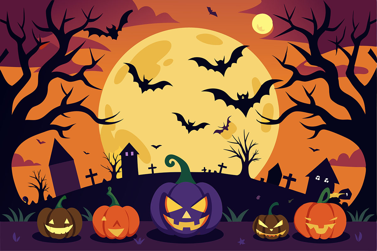 Background đêm trăng ma quái lễ hội halloween file EPS - mẫu số 107