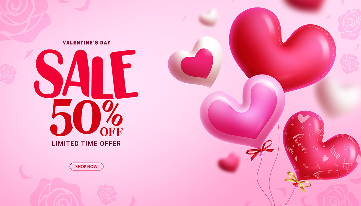 Banner sale ngày valentine file vector mẫu BV217