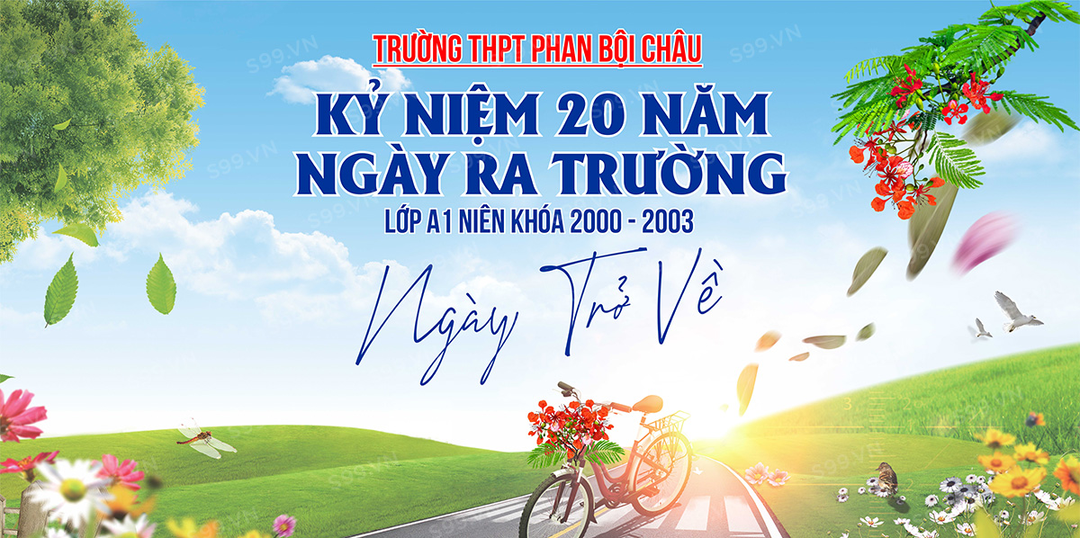 Phông nền, Backdrop họp lớp kỷ niệm 20 năm ngày ra trường File Corel số 5