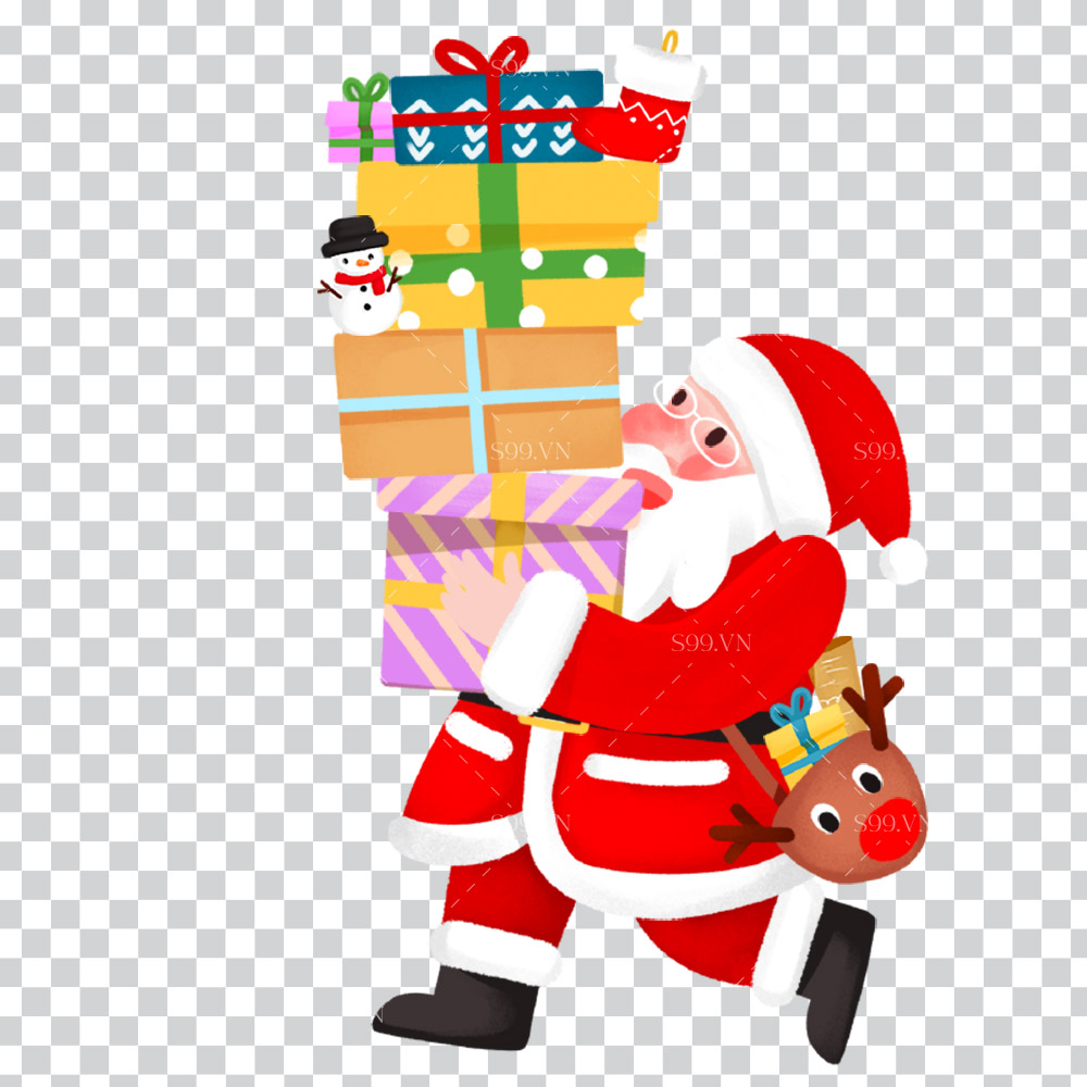 Hình ảnh ông già noel bê hộp quà tặng file PNG mẫu số 842