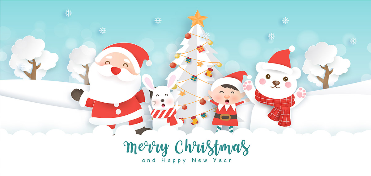 Banner ông già noel cùng người tuyết file vector mẫu số 254