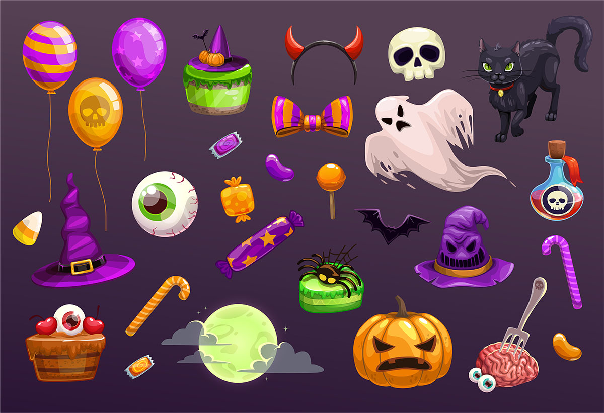 Hình minh họa nhân vật trang trí lễ hội halloween file EPS và AI mẫu MB125