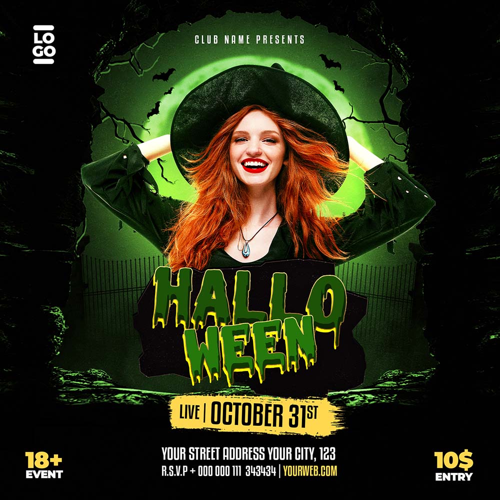 Banner lễ hội halloween file PSD mẫu MB167