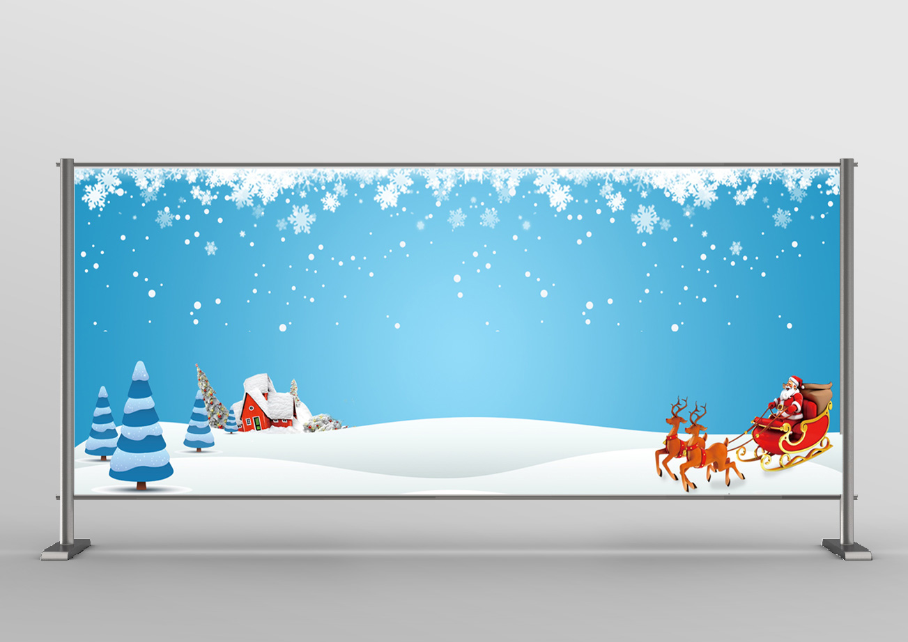 Backdrop ông già noel cưỡi xe trượt tuyết file PSD