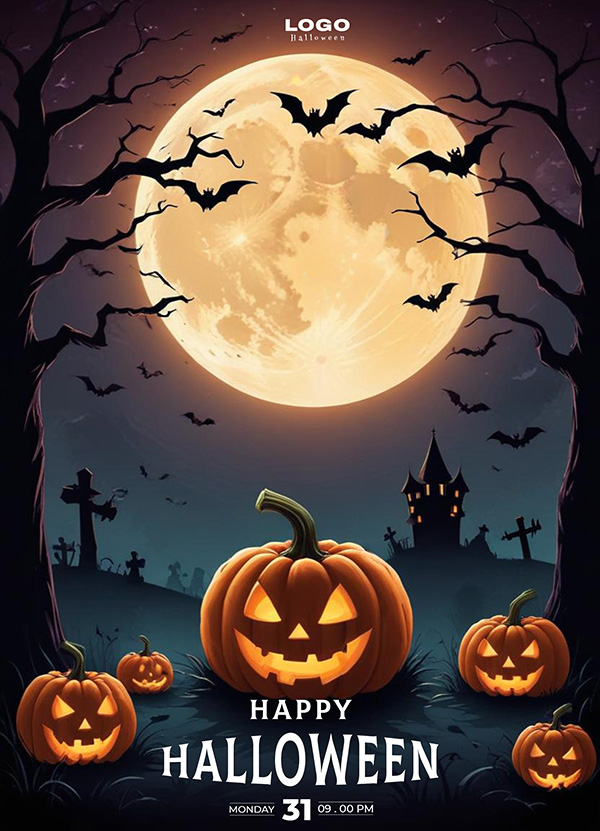 Poster lễ hội halloween file PSD mẫu MB237