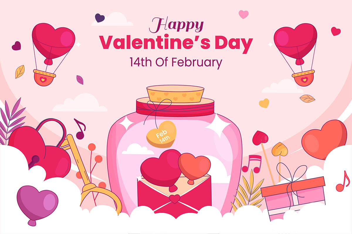 Banner quà tặng dịp lễ valentine file vector mẫu BV126