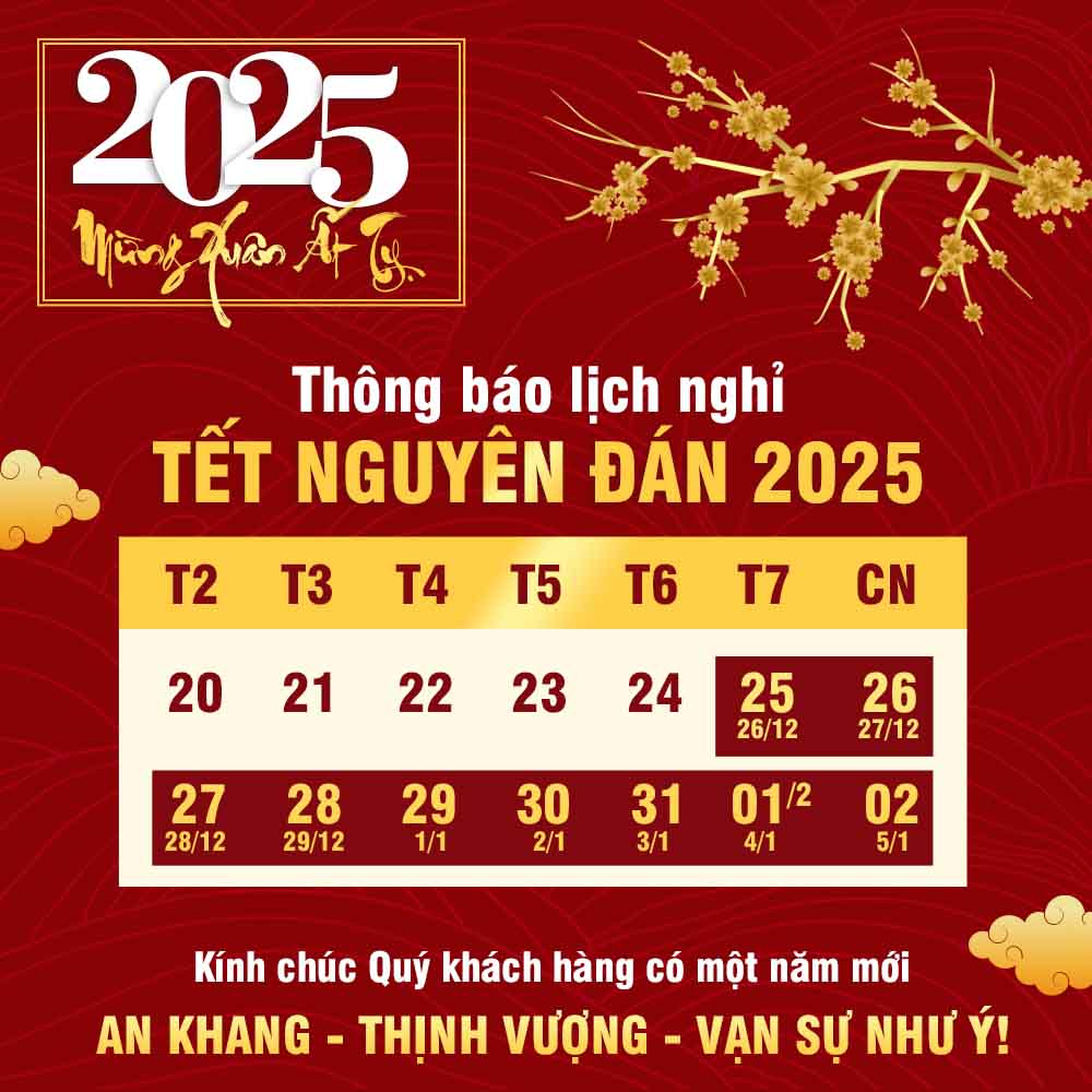 Thông báo lịch nghỉ tết nguyên đán năm 2025 file PSD mẫu số 114