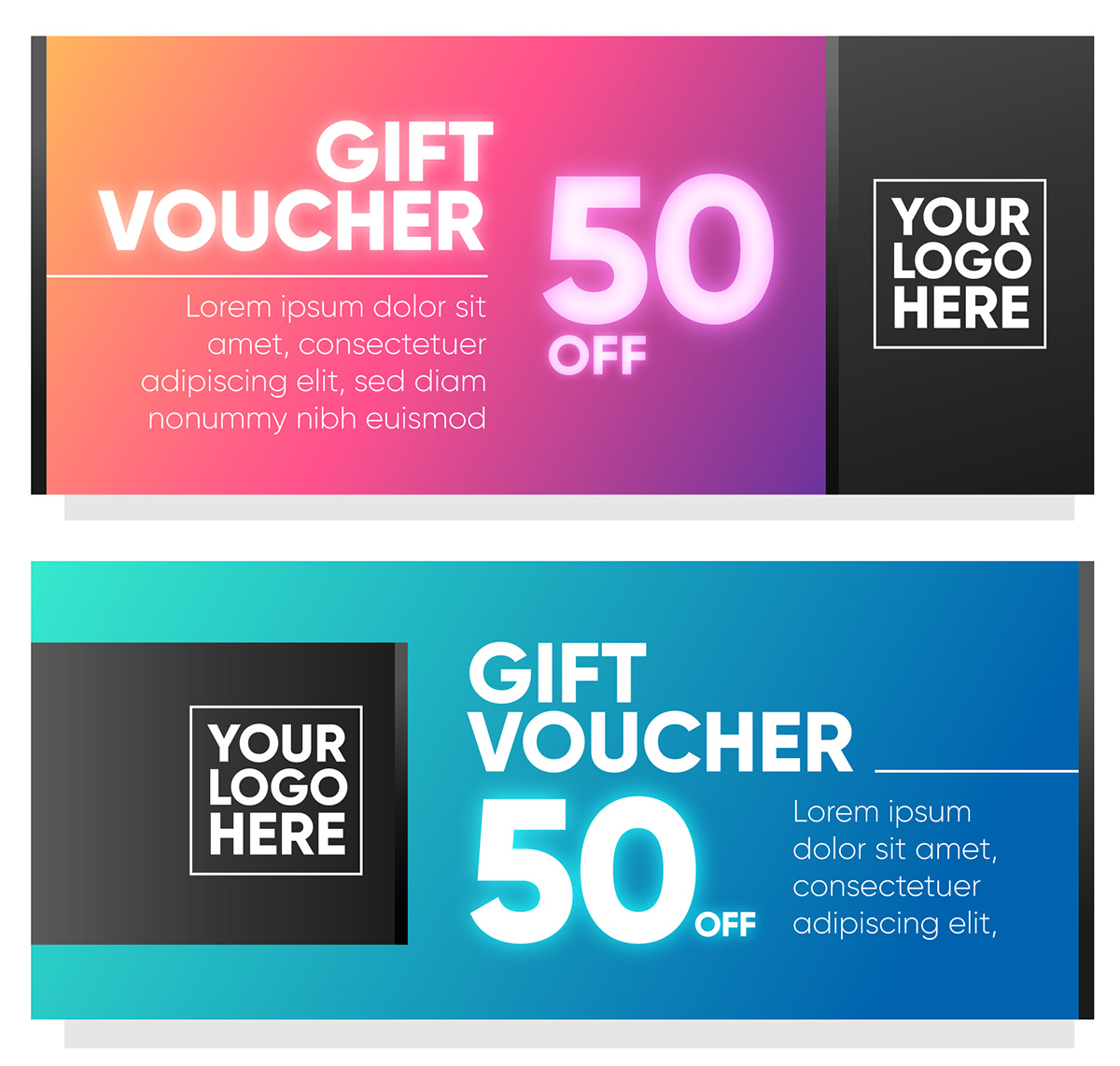 Mẫu voucher giảm giá màu neon  file EPS