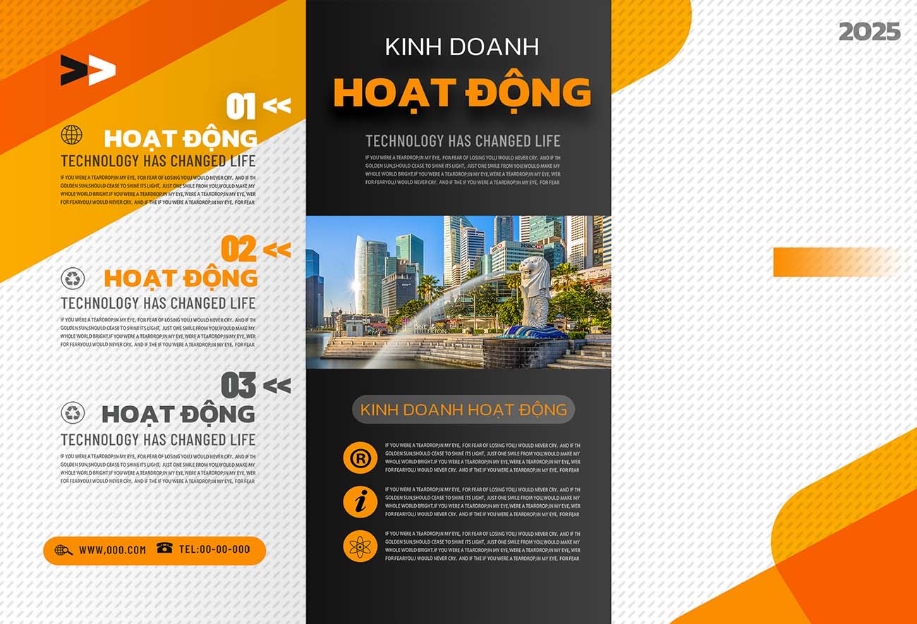 Brochure lĩnh vực kinh doanh file PSD mẫu D2