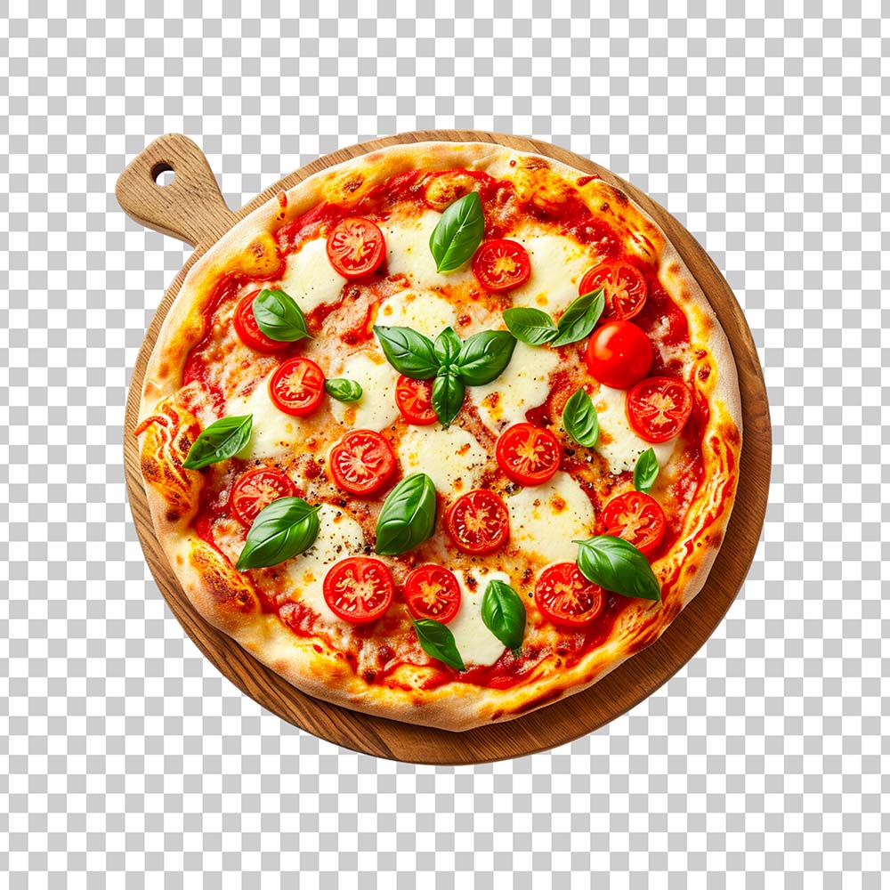 Hình minh họa bánh Pizza phô mai và cà chua K72 file PSD