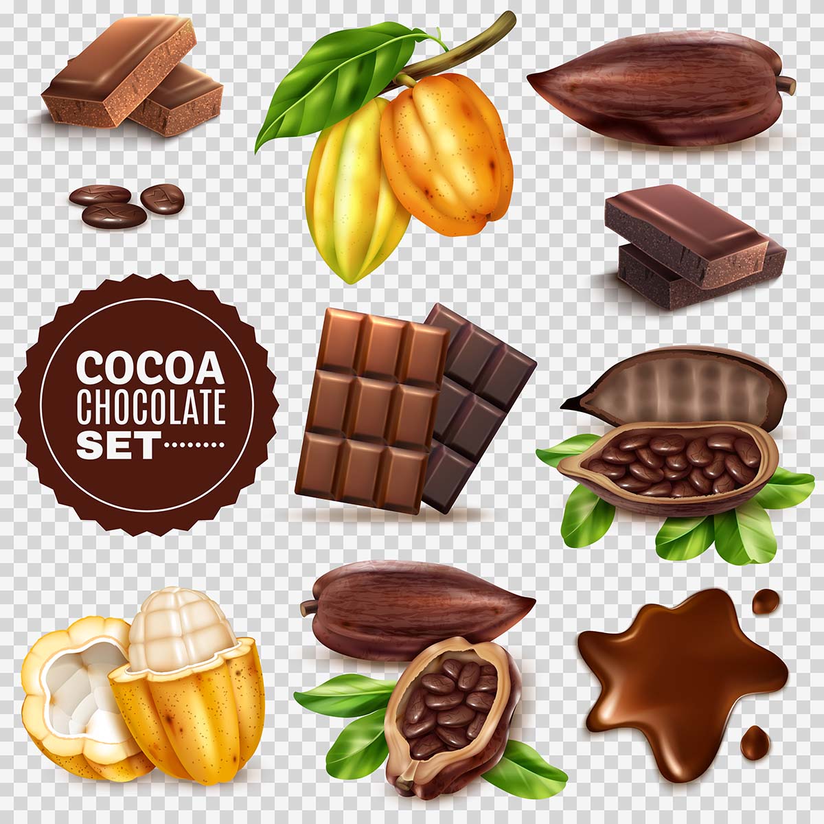 Hình minh họa các sản phẩm chocolate thiên nhiên file vector - mẫu số 557