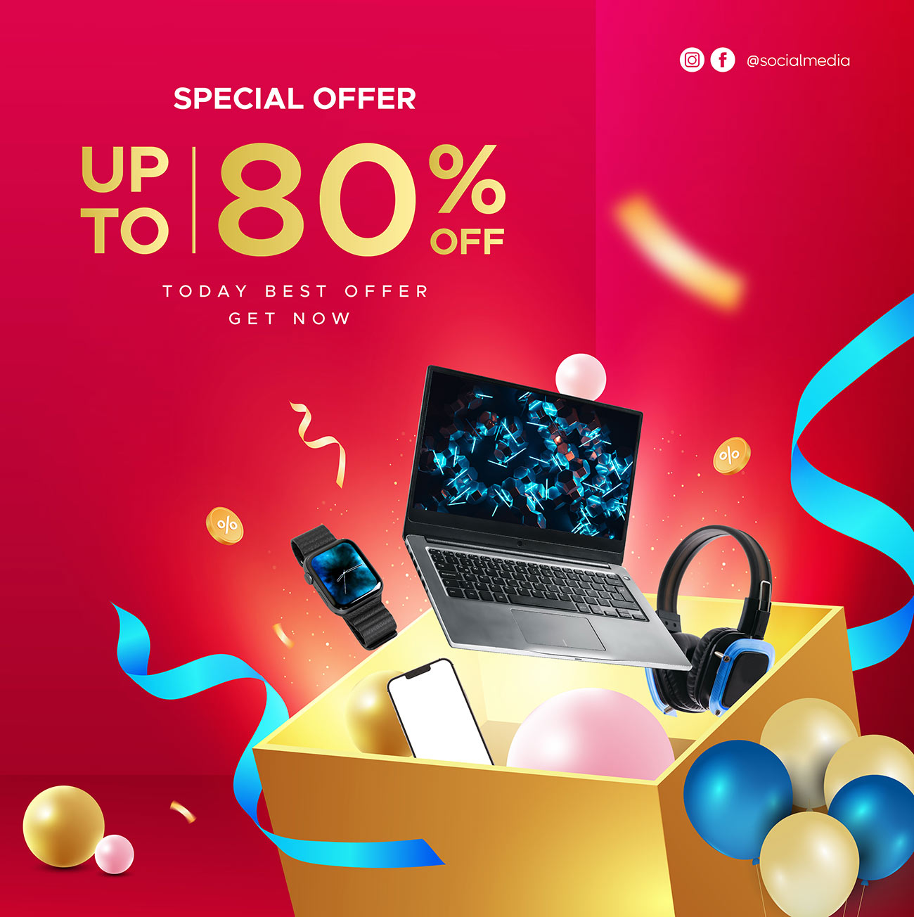 Banner sale 80% thiết bị văn phòng file EPS