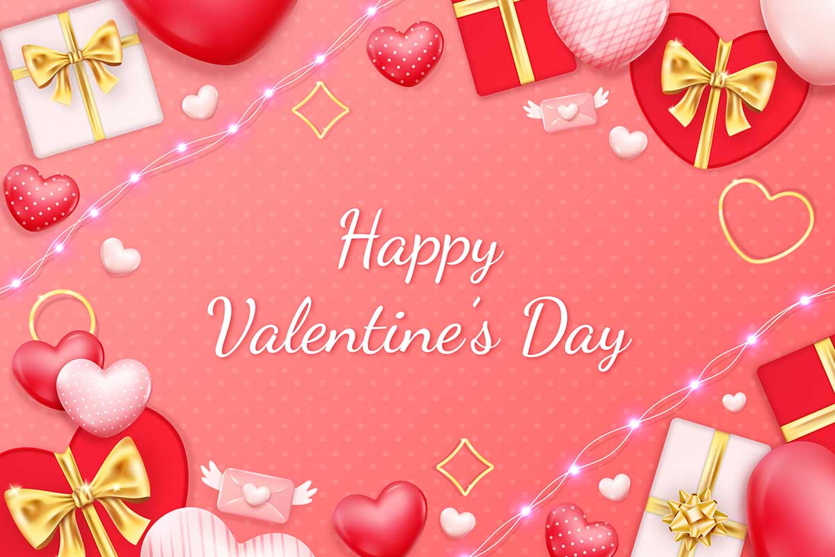 Banner ngày valentine hộp quà và trái tim file vector mẫu số 651