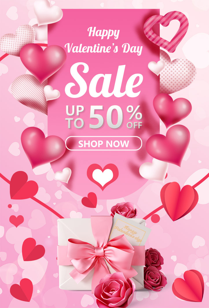 Poster quà tặng giảm giá ngày Valentine 23 file PSD