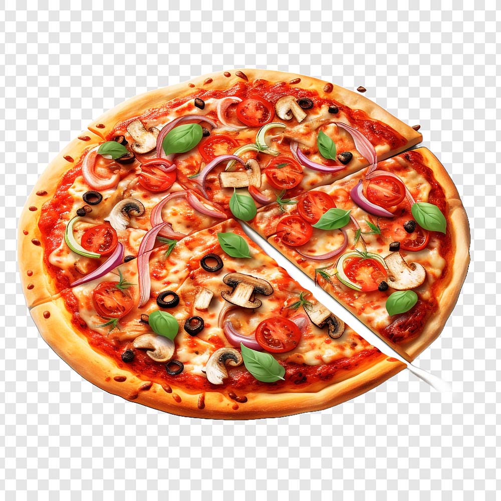 Hình minh họa bánh pizza nhân rau củ cùng phô mai file PSD - mẫu số 154