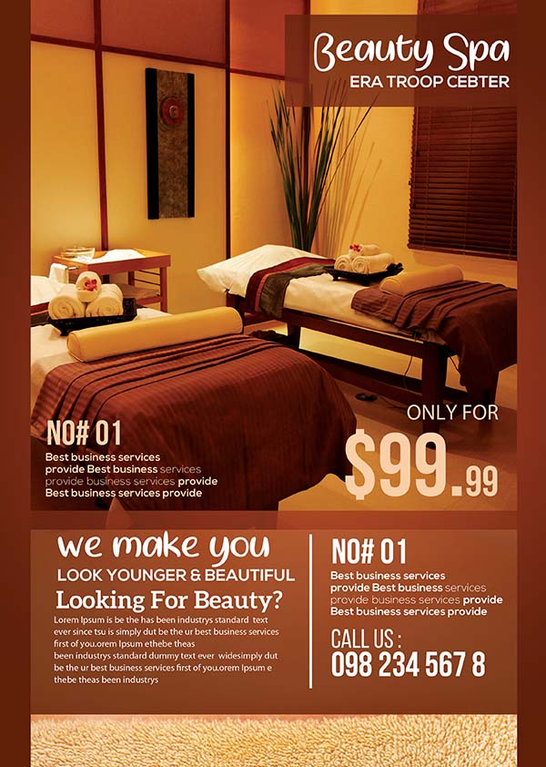 Poster báo giá dịch vụ spa file PSD mẫu KF25