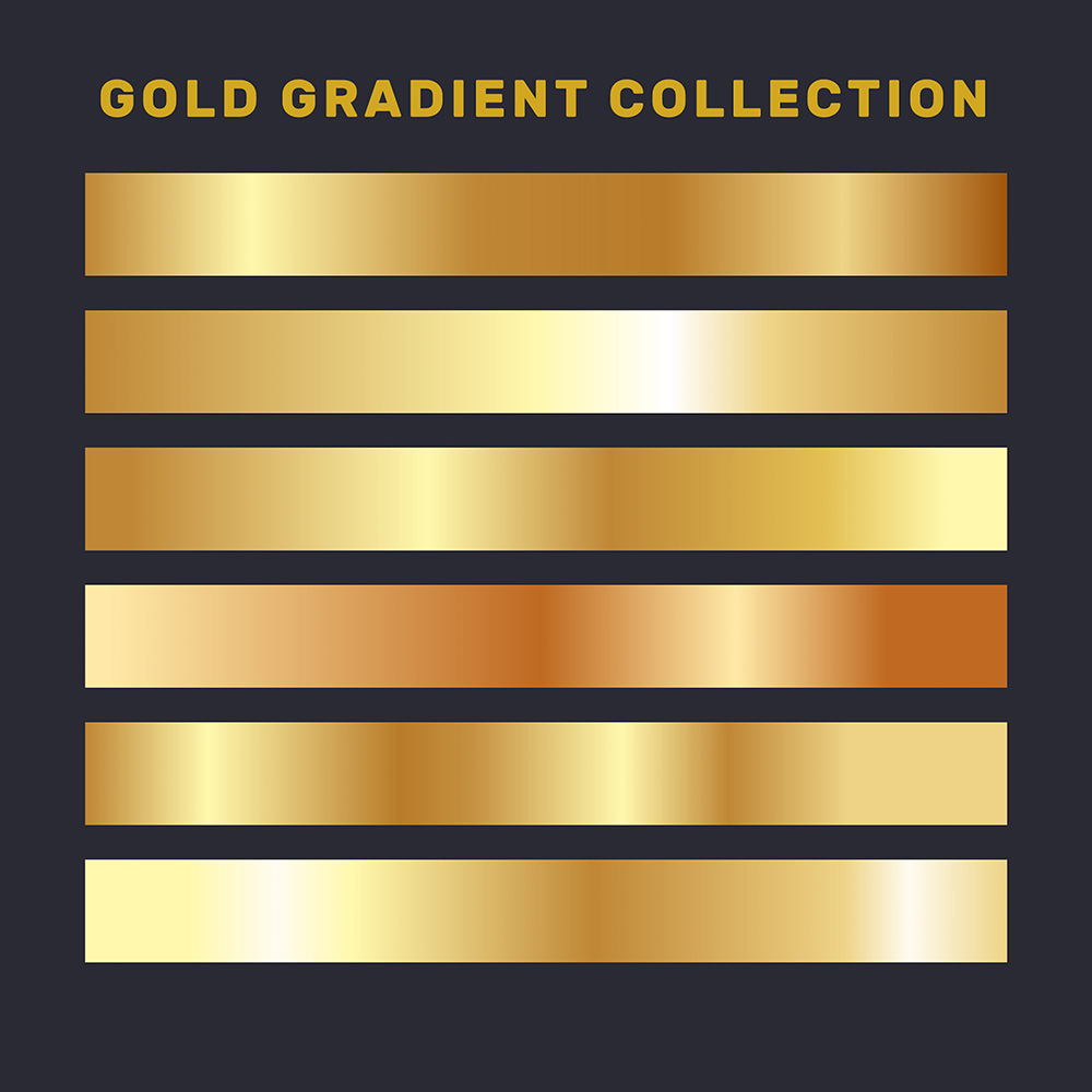 Bộ màu gradient vàng gold sang trọng cho phần mềm illustrator file EPS ...