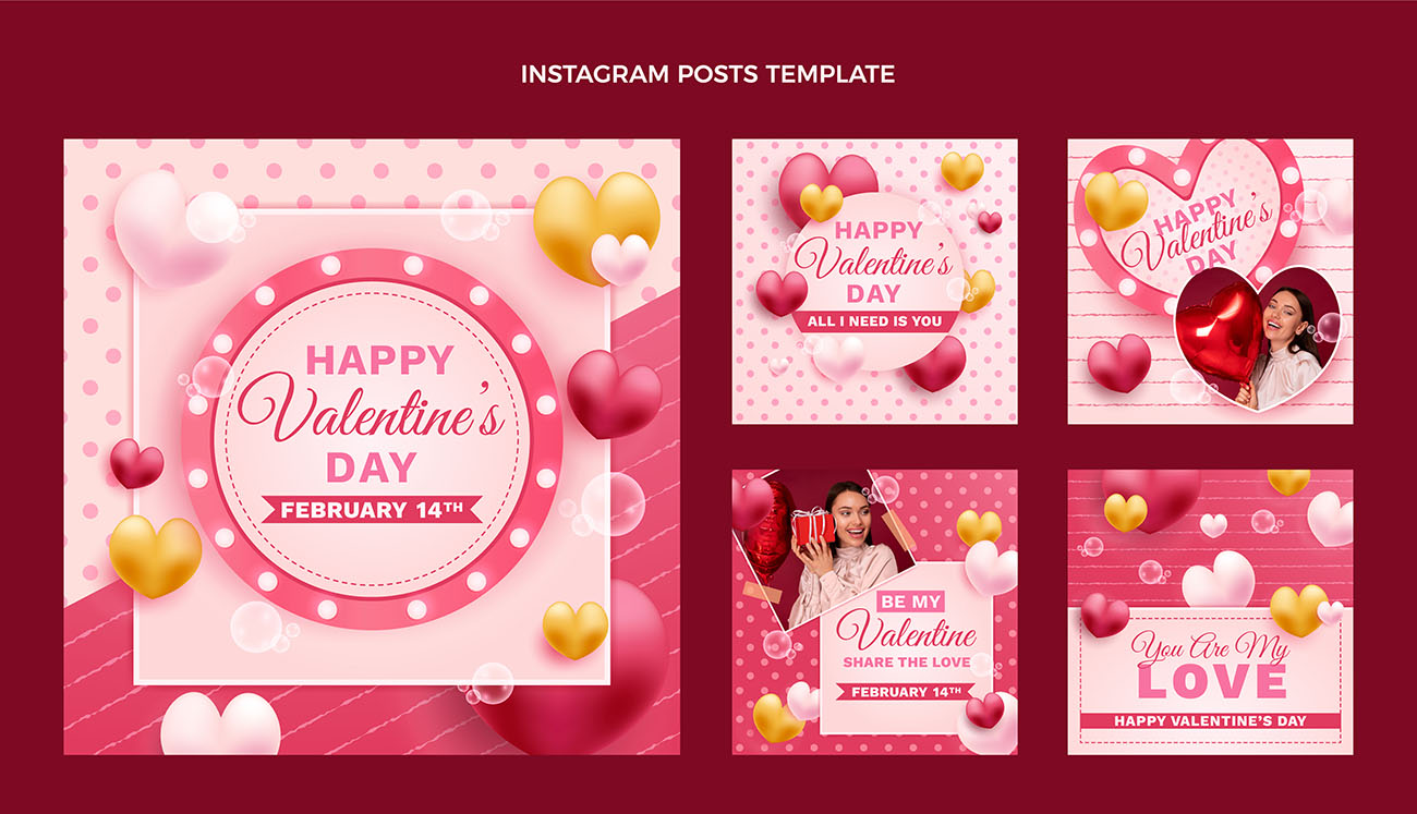 Mẫu thiệp ngày lễ tình nhân Valentine P17 file AI và EPS