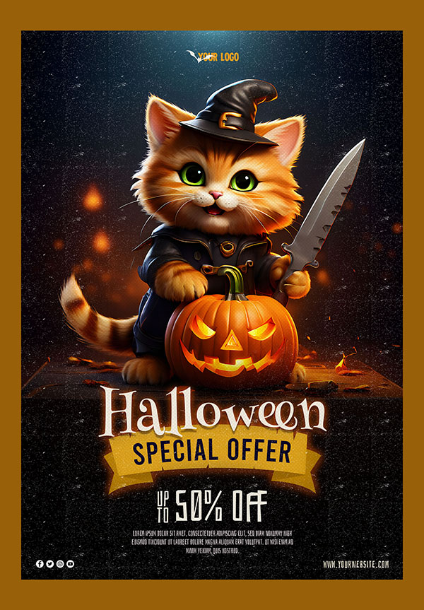 Poster lễ hội hóa trang halloween file PSD - mẫu số 586