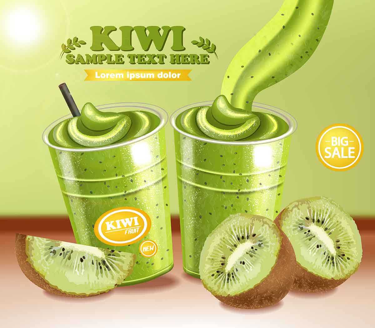 Banner quảng cáo đồ uống nước ép kiwi file vector mẫu số 347