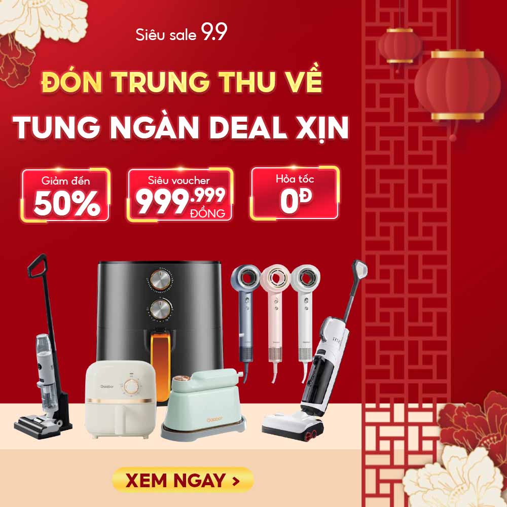 Banner khuyến mại đồ gia dụng dịp trung thu nền đỏ file PSD mẫu số 229