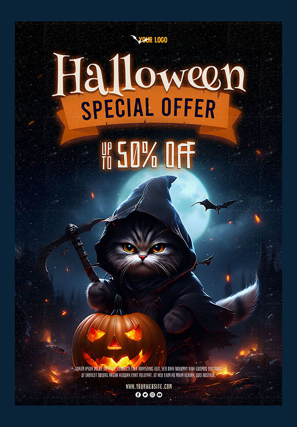 Poster phù thủy lễ hội halloween file PSD - mẫu số 185