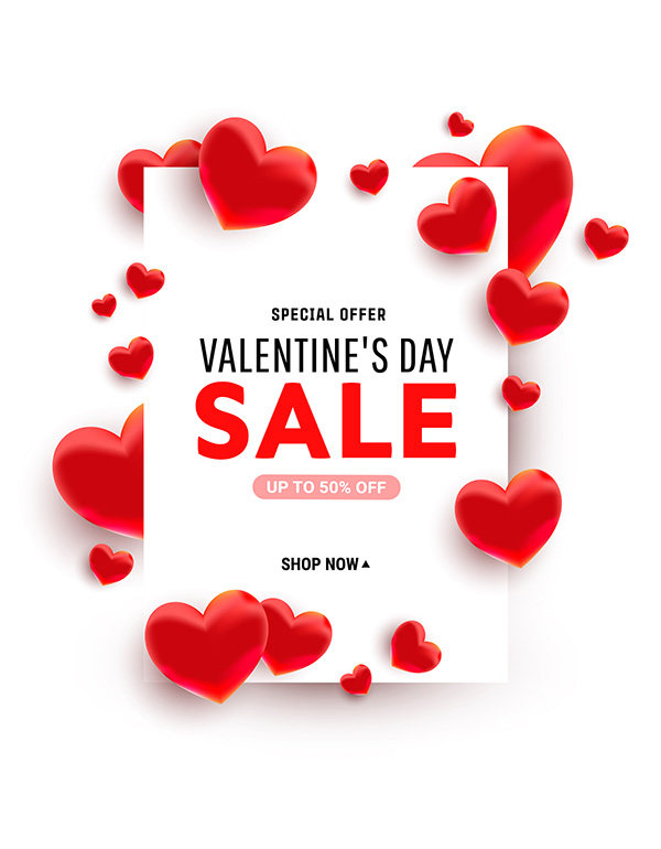 Poster sale ngày lễ valentine file vector mẫu BV379