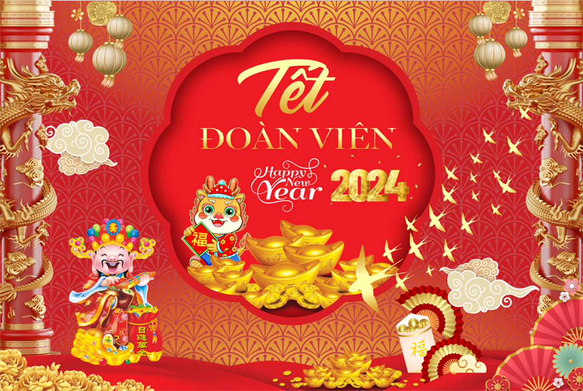 Backdrop tết đoàn viên năm 2024 - File Corel