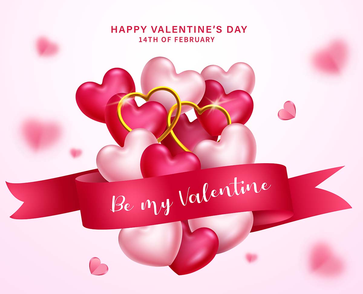 Banner trái tim hồng ngày valentine file vector mẫu số 823