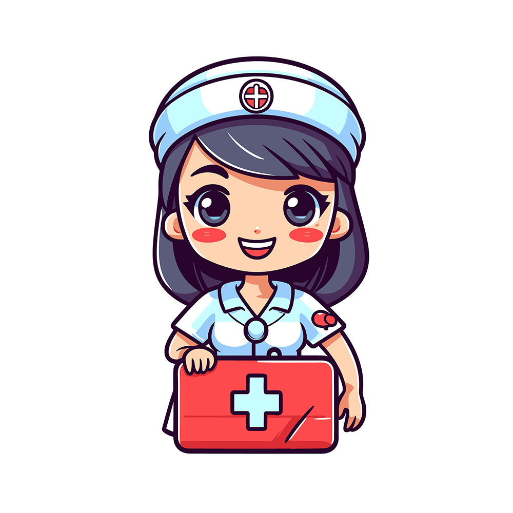 Ảnh minh họa nữ y tá và hộp dụng cụ y tế K39 file EPS