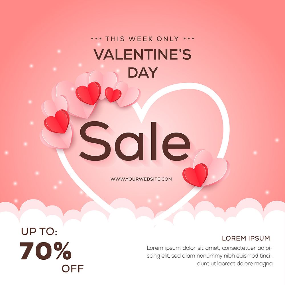 Banner sale ngày valentine file vector mẫu BV218