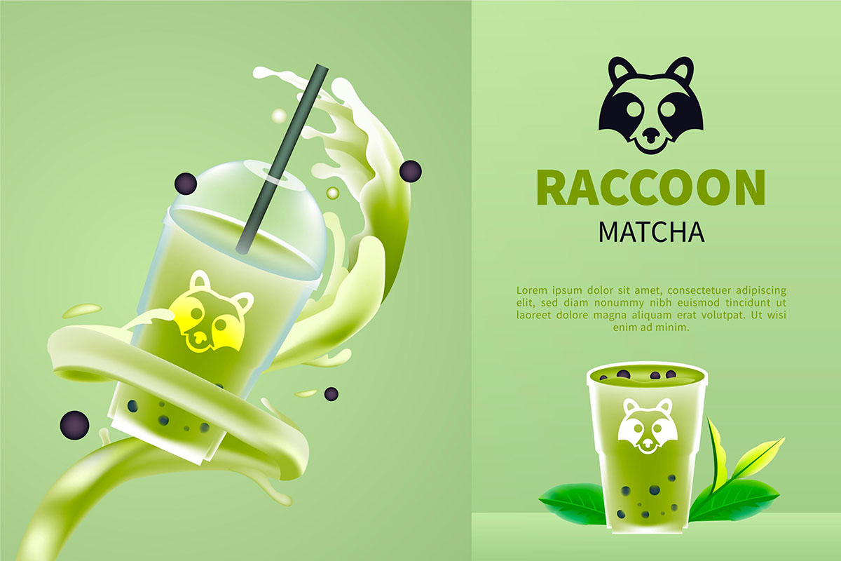 Banner quảng cáo trà sữa matcha file vector mẫu DE90