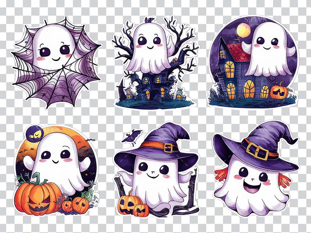 Hình minh họa nhãn nhân vật ma quái halloween file PNG - mẫu số 293