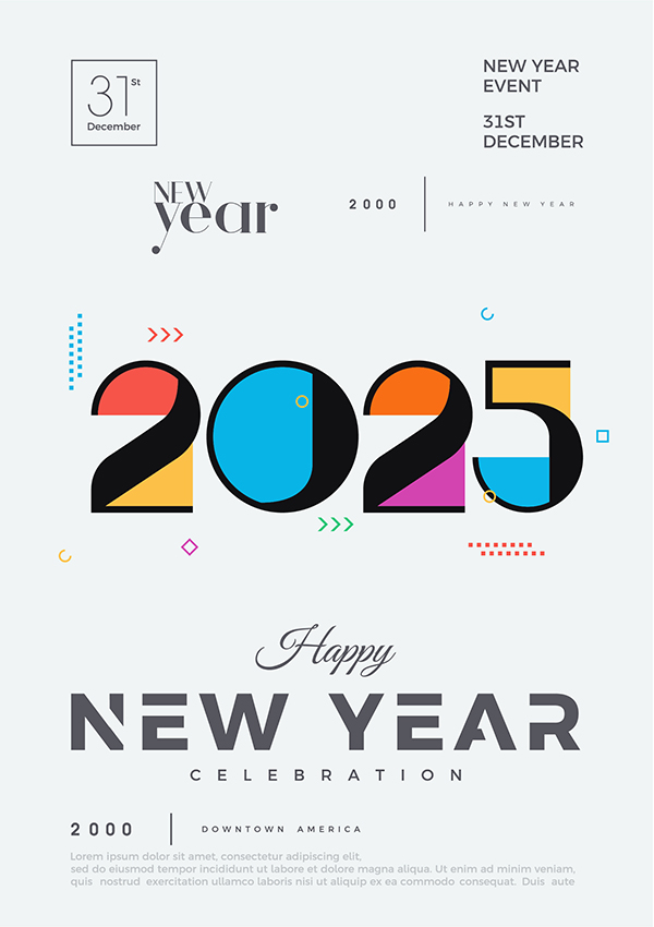 Poster chúc mừng năm mới 2025 file vector - mẫu số 224