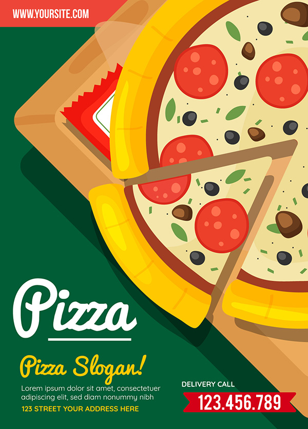 Poster quảng cáo bánh pizza file EPS và AI mẫu P77