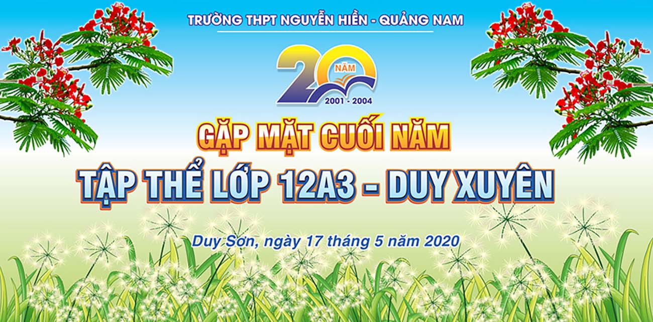 Backdrop kỉ niệm 20 năm ngày ra trường mẫu 01 file Corel