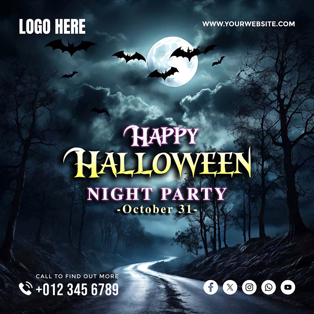 Poster lễ hội halloween file PSD mẫu MB231