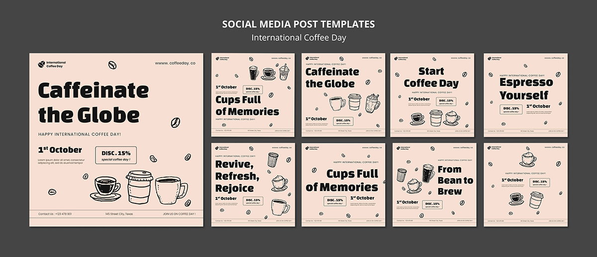 Mẫu bài đăng ảnh coffee trên instagram file PSD mẫu CF195