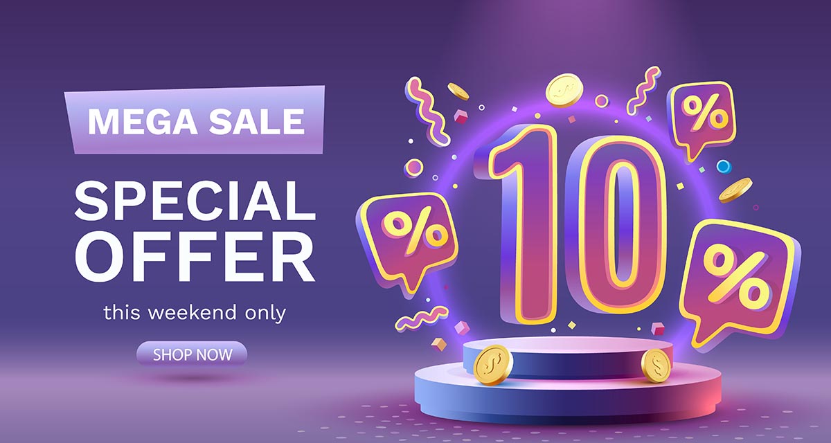 Banner hình ảnh ưu đãi 10% file vector mẫu số 251