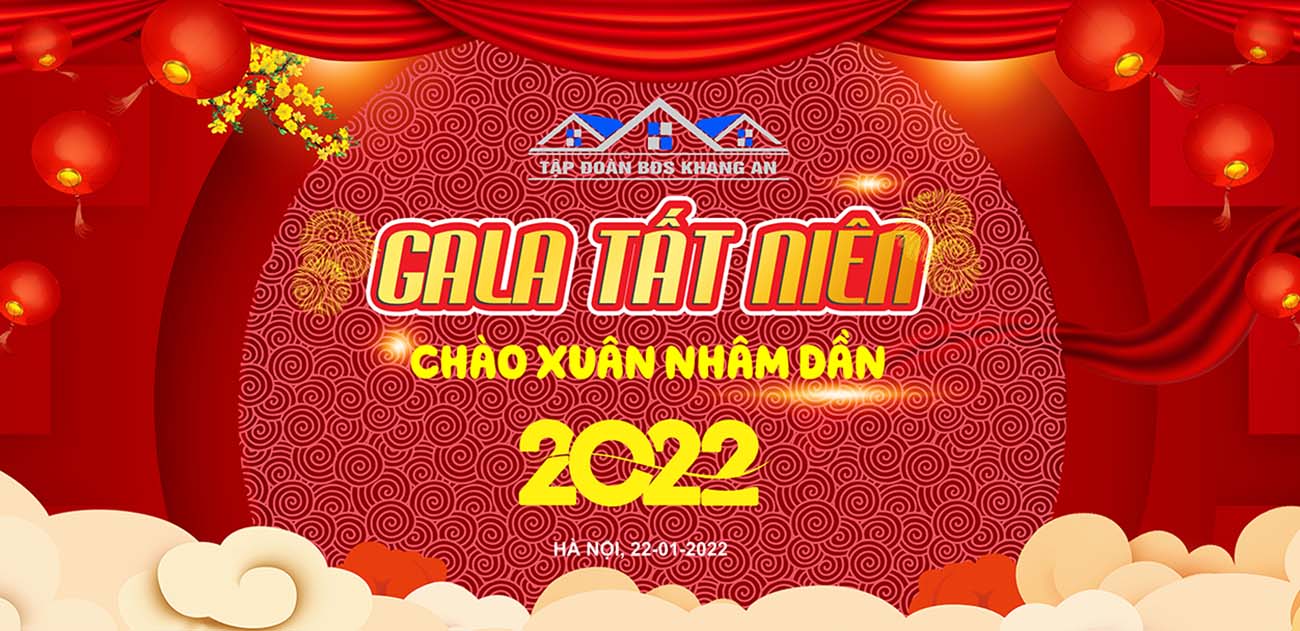 Backdrop gala tất niên chào xuân mẫu 22 - File Corel