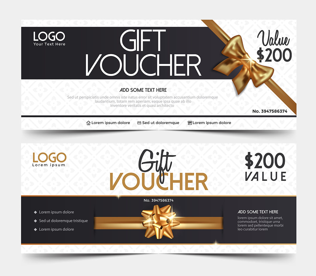 Mẫu thiết kế voucher giảm giá có nơ file EPS và AI mẫu VC17