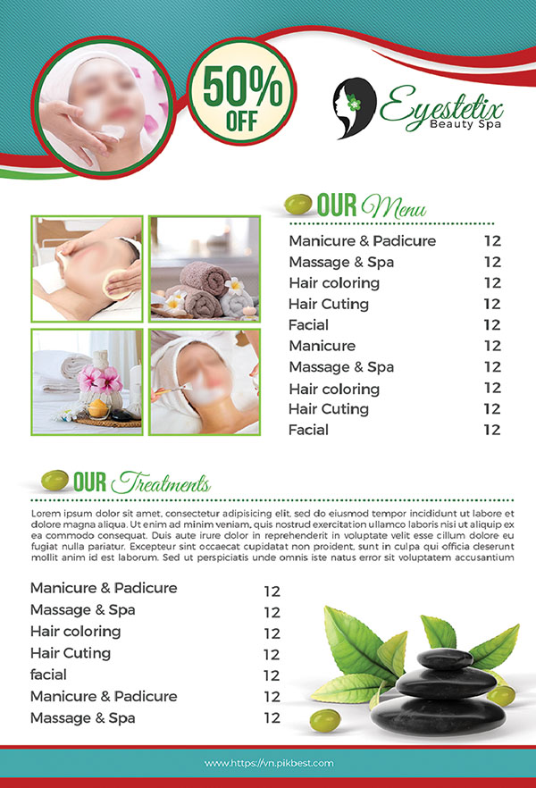 Poster báo giá dịch vụ spa file PSD mẫu KF49