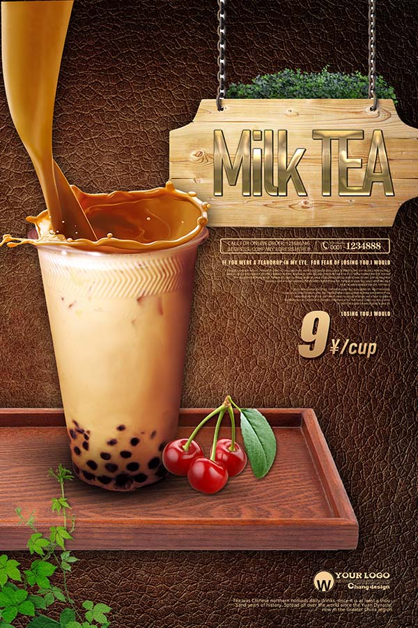 Poster quảng cáo trà sữa file PSD mẫu TS0024