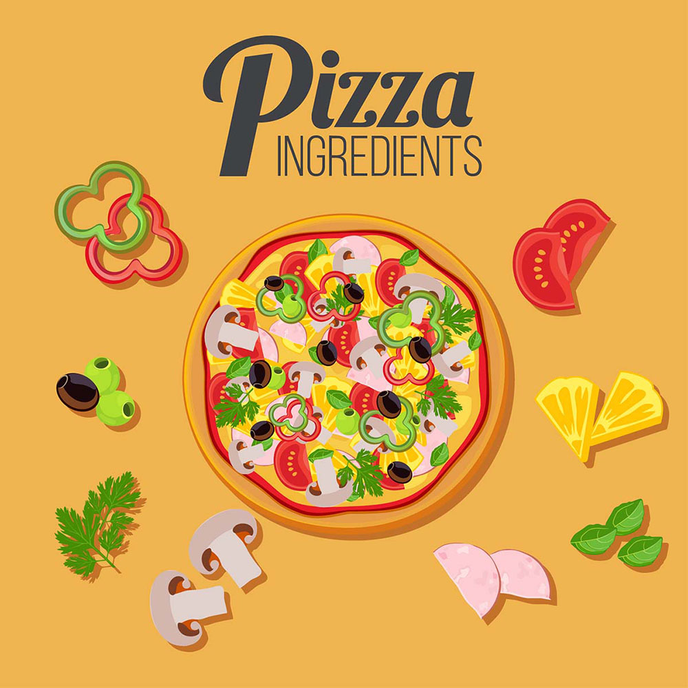 Hình minh họa miếng Pizza phô mai rau củ P67 file EPS và AI