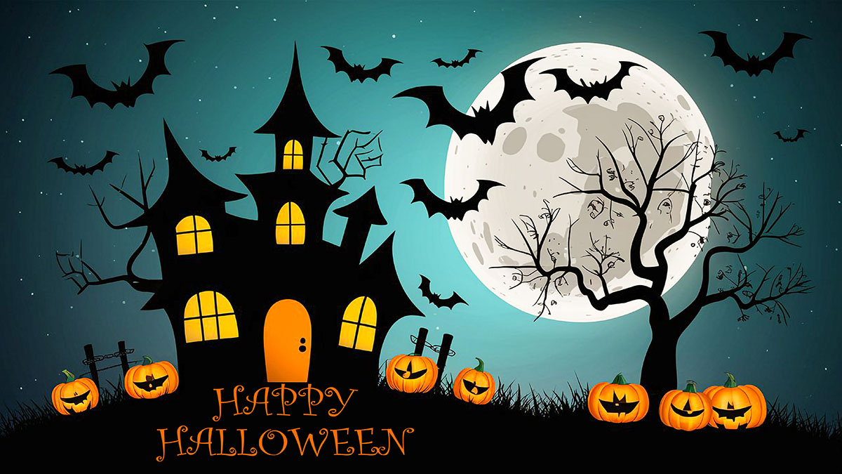 Background lâu đài đêm hội halloween file PSD - mẫu số 320